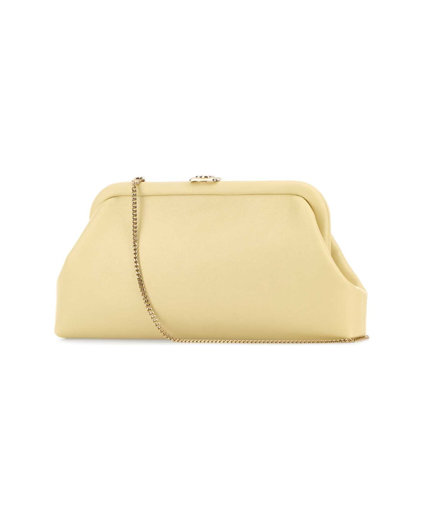 Jimmy Choo Cream Leather Skylar Clutch - BUTTERMILKLIGHTGOLD