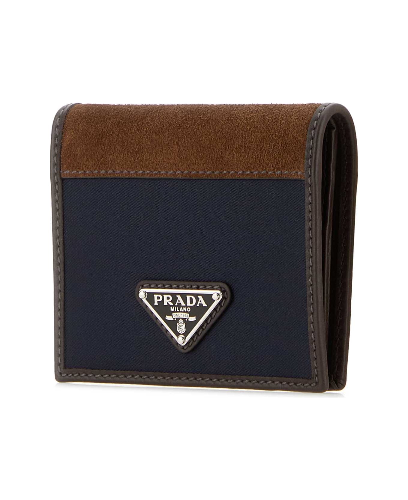 Prada Two-tone Fabric And Suede Wallet - BLUCAFFE
