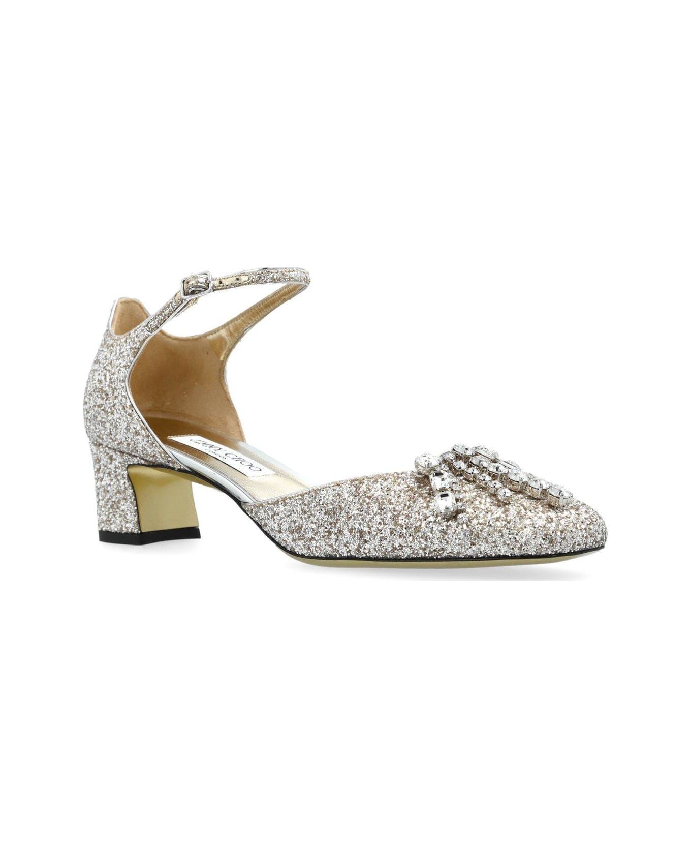 Jimmy Choo Embellished Ankle Strap Pumps - GOLD