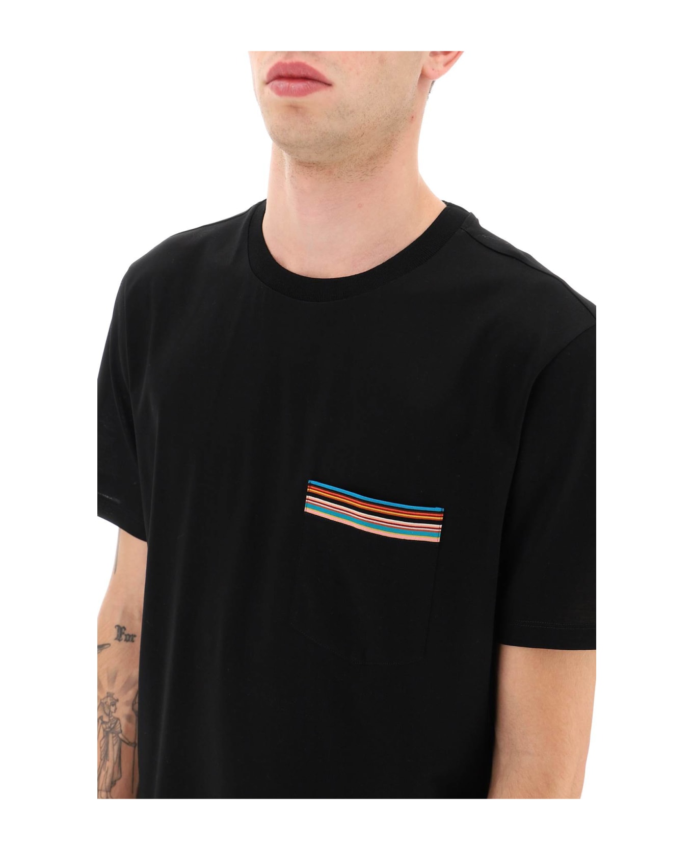 Paul Smith 'signature Stripe' Pocket T-shirt - Nero