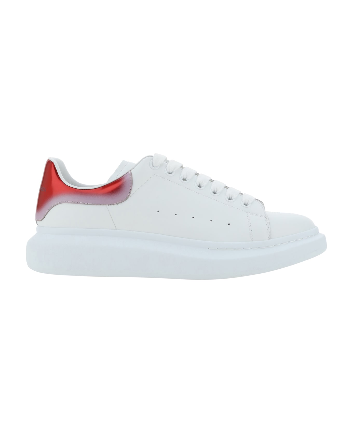 Alexander McQueen Calfskin Sneakers - White/ruby Red/silver