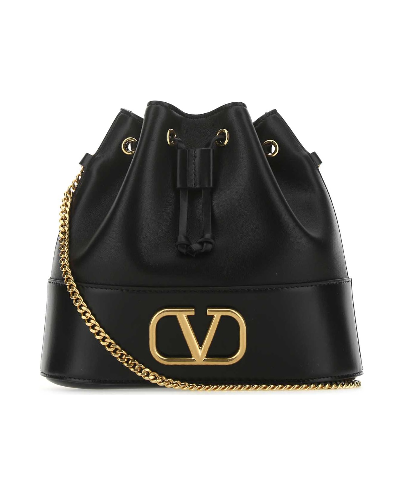 Valentino Garavani Black Leather Bucket Bag - NERO