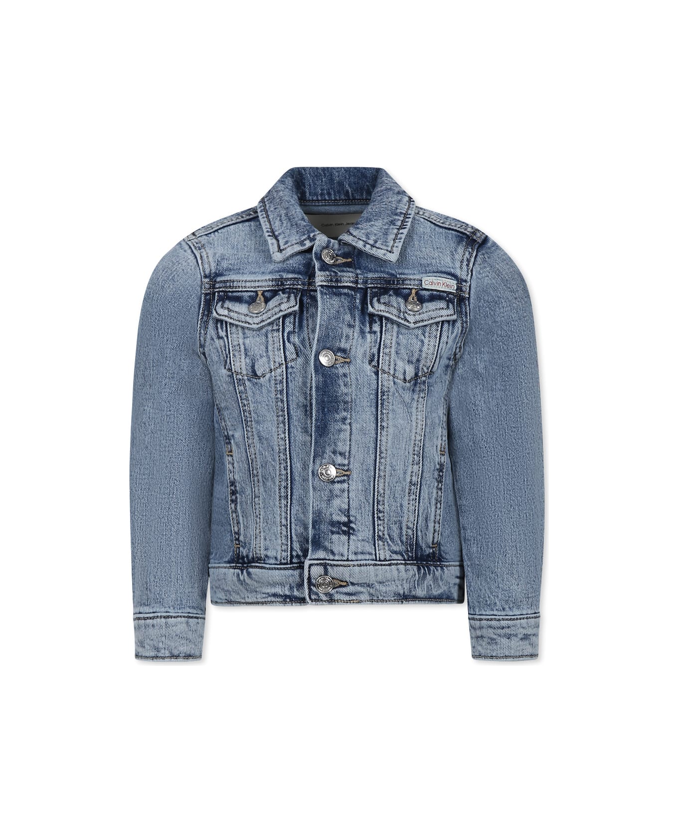 Calvin Klein Denim Jacket For Girl With Logo - Denim