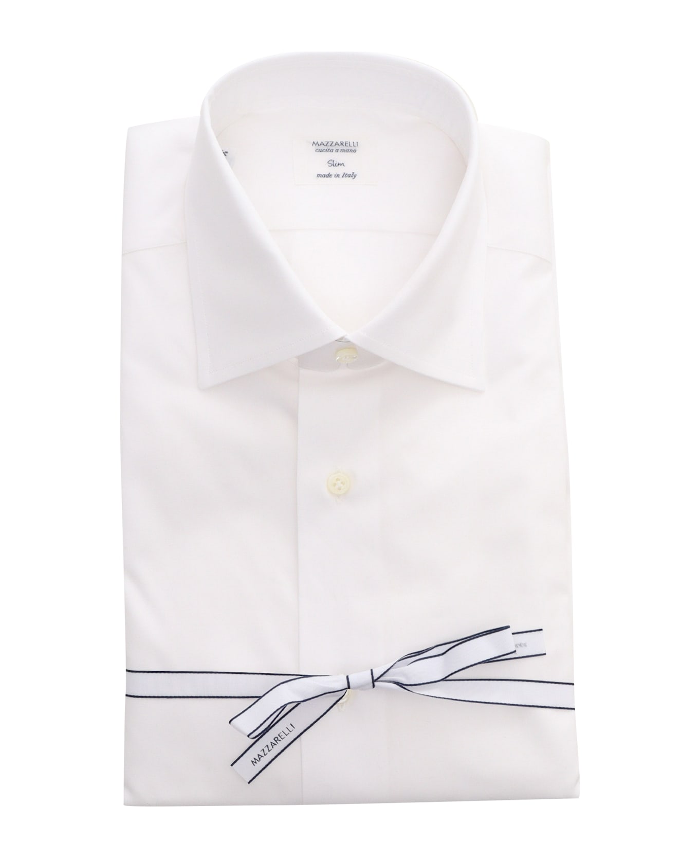 Mazzarelli White Cotton Slim Fit Shirt - WHITE