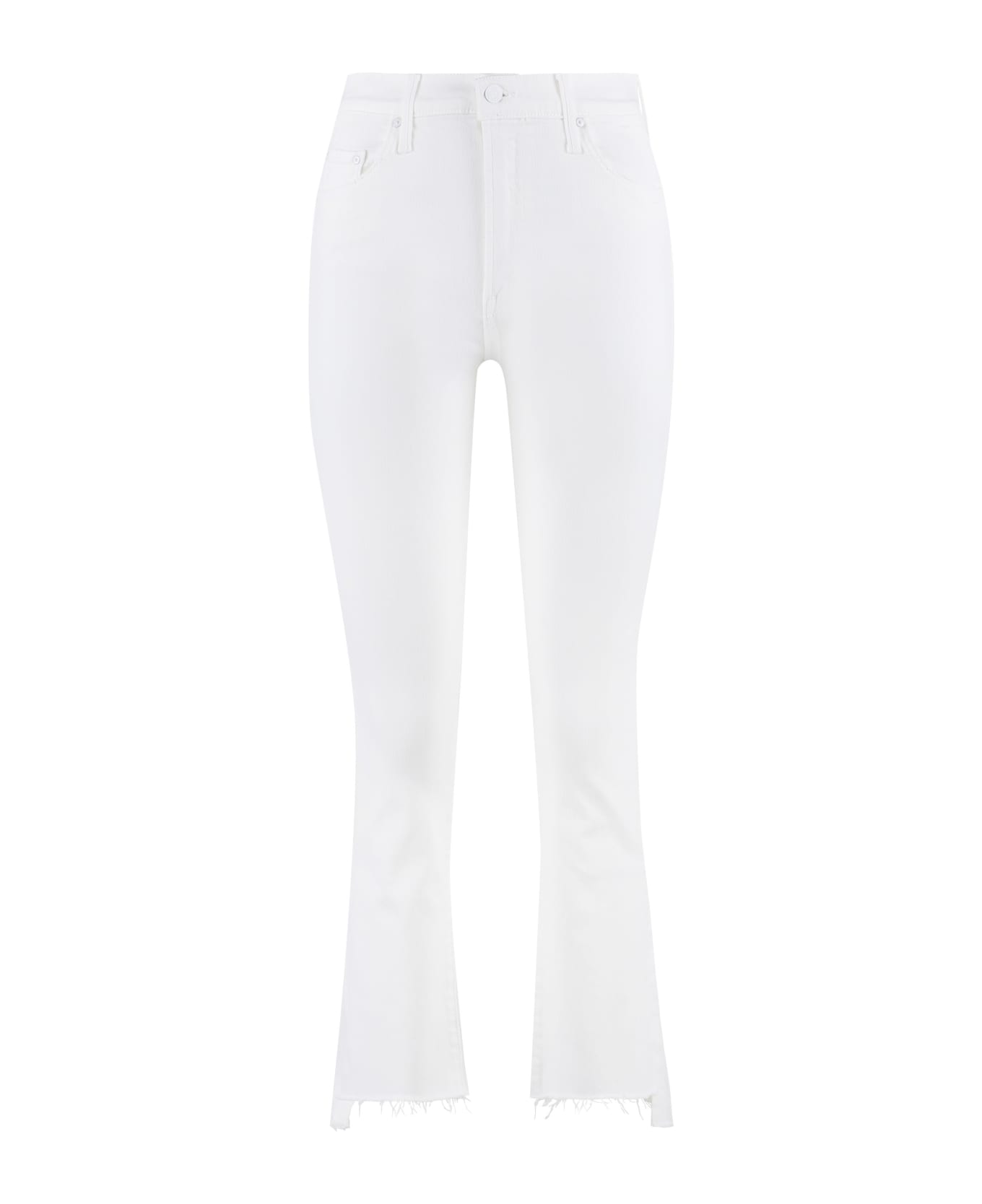 Mother The Insider Crop Step Fray Jeans - White