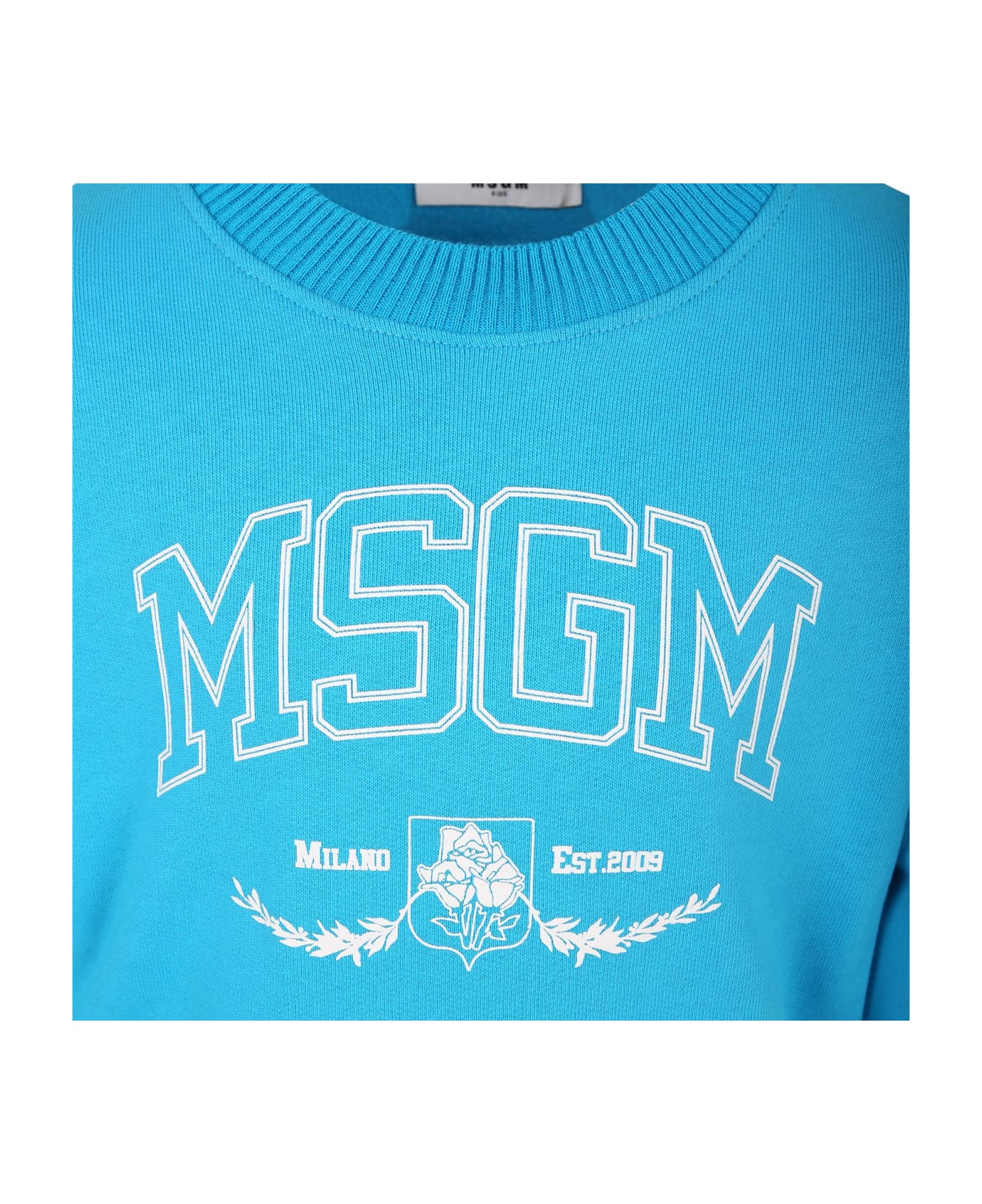 MSGM Light Blue Sweatshirt For Boy With Logo - Light Blue ニットウェア＆スウェットシャツ