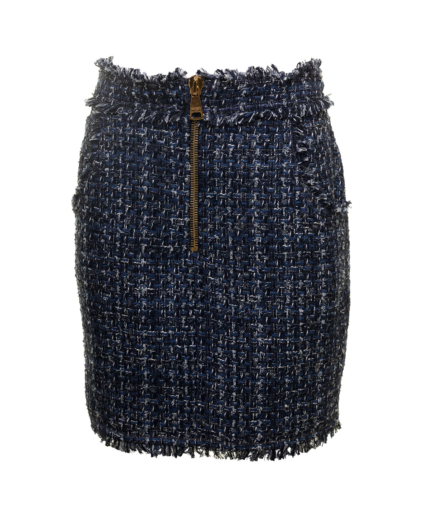 Balmain Denim Tweed Skirt - Blu