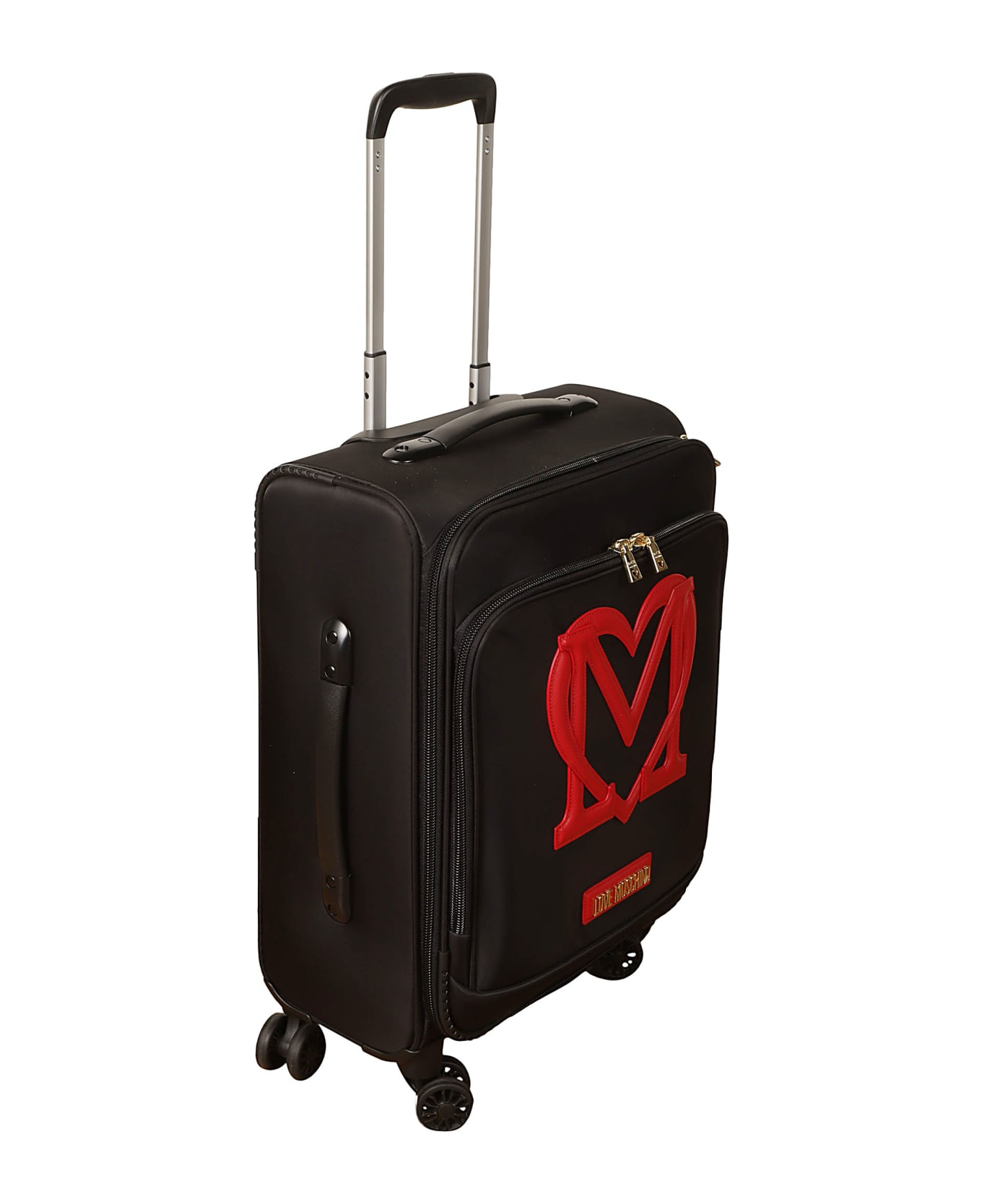 Love Moschino Heart Patched Two-way Zipped Trolley Luggage - Black/Red
