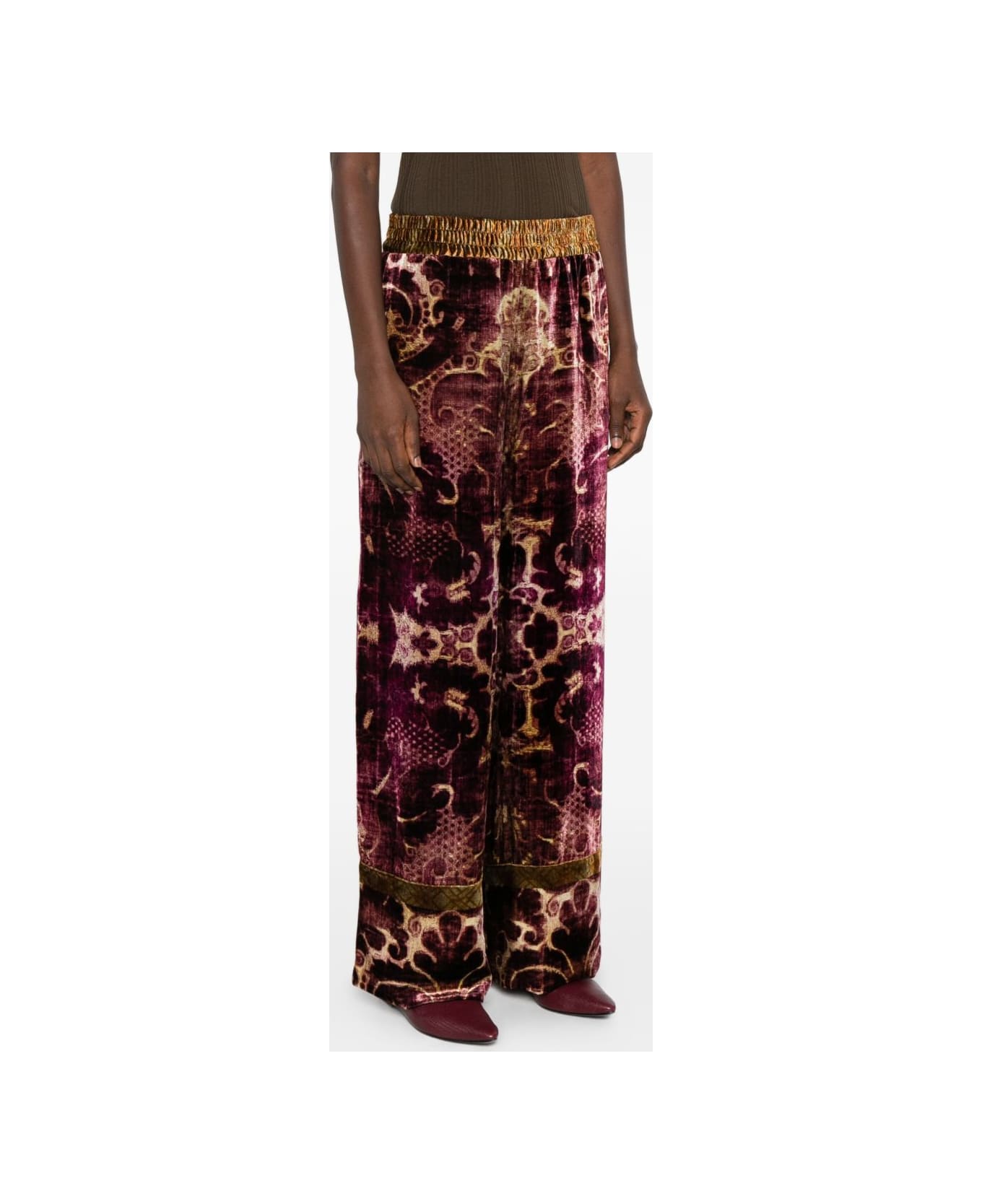 Pierre-Louis Mascia Velvet Wide-leg Trousers - Bordeaux