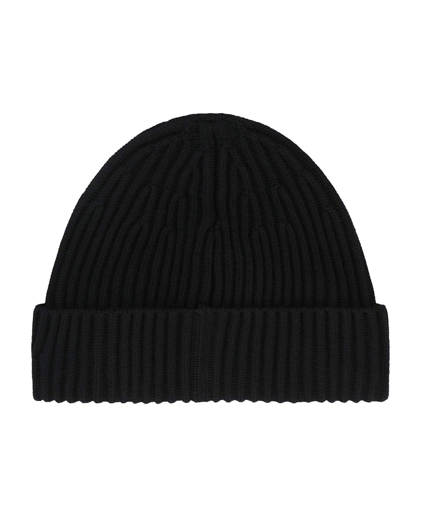 Stone Island Ribbed Wool Beanie - black