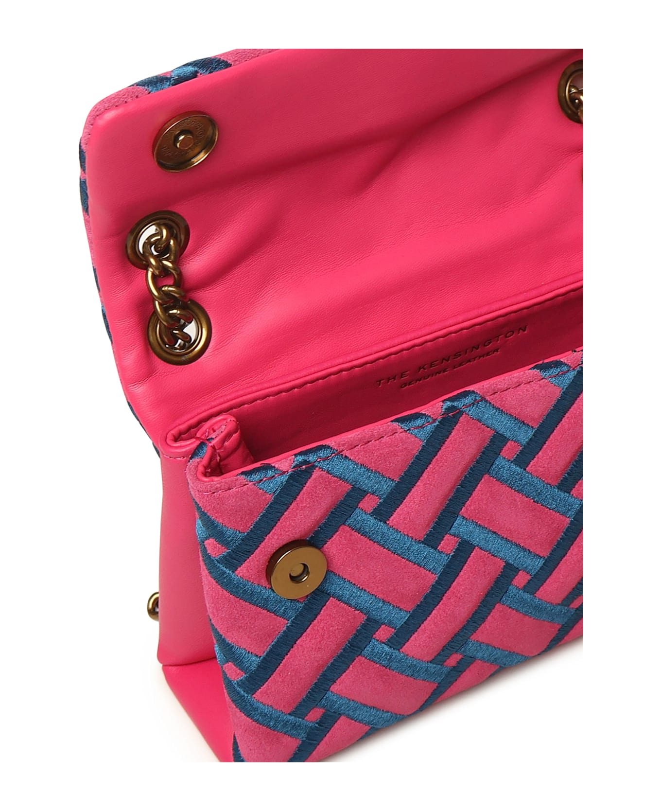 Kurt Geiger Kensington Leather And Suede Bag - PINK/light blue