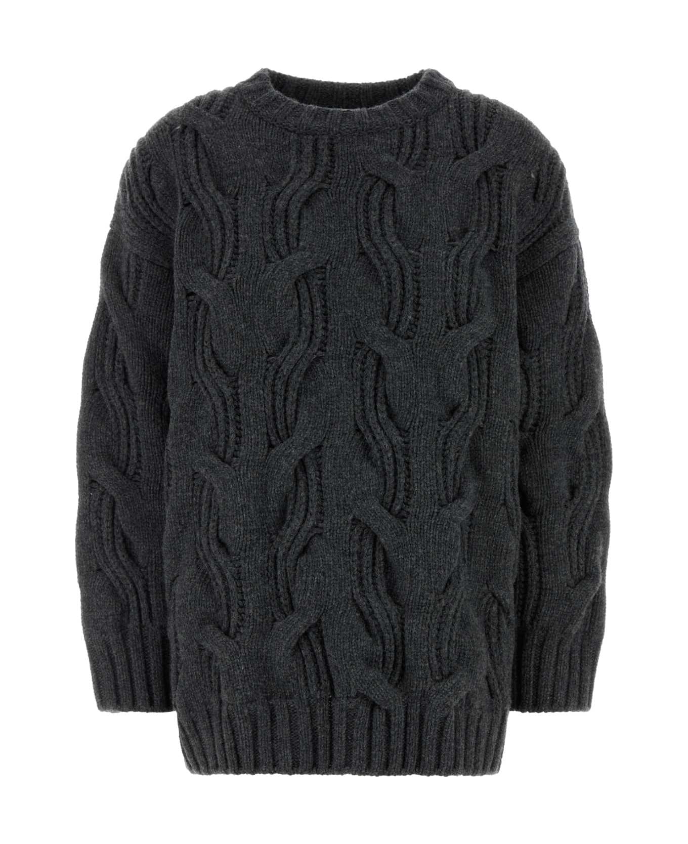 Bottega Veneta Dark Grey Wool Oversize Sweater - ANTHRACITE