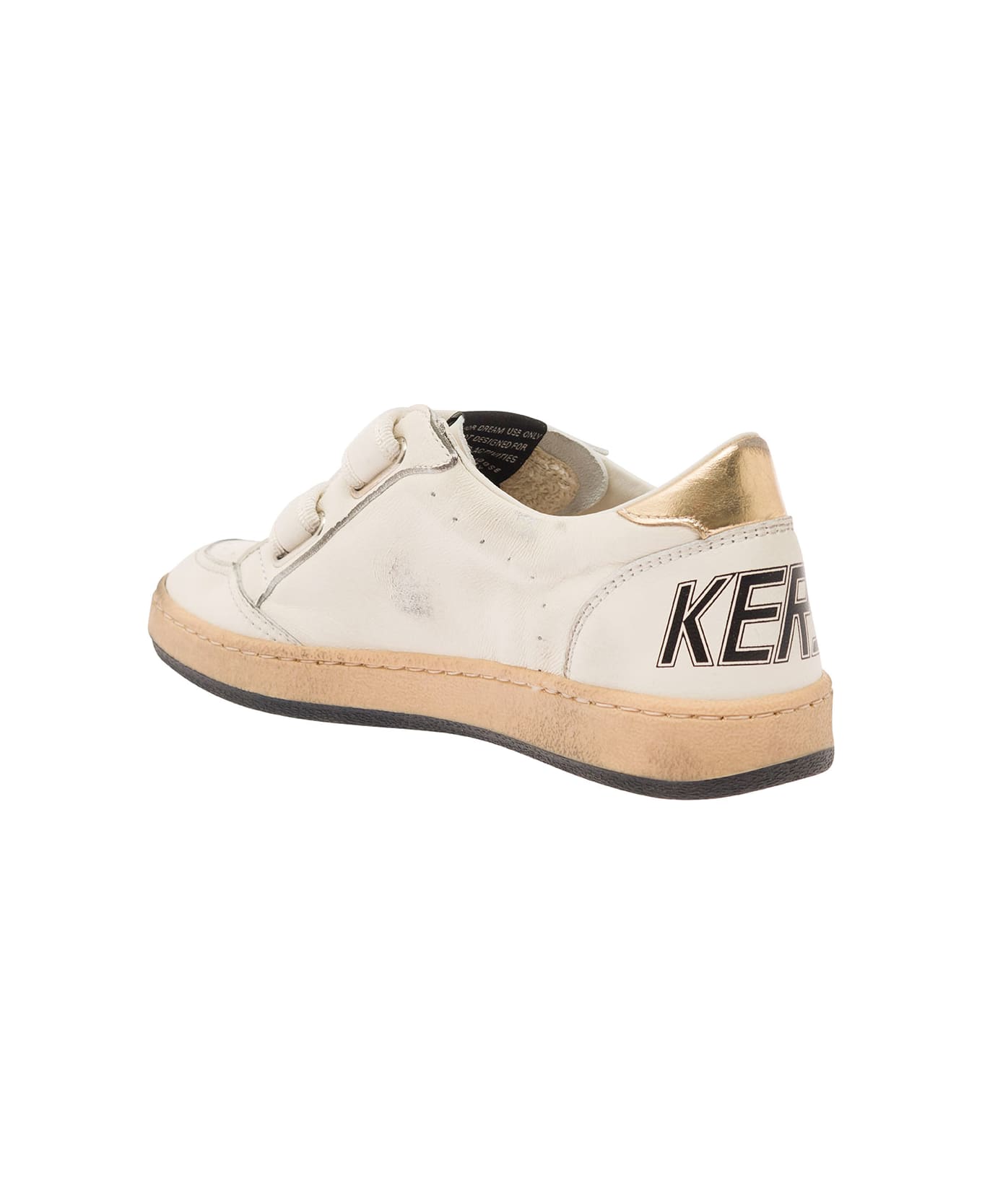Golden Goose White Low Top Sneakers With Star Patch And Embossed Logo In Leather Girl - White シューズ