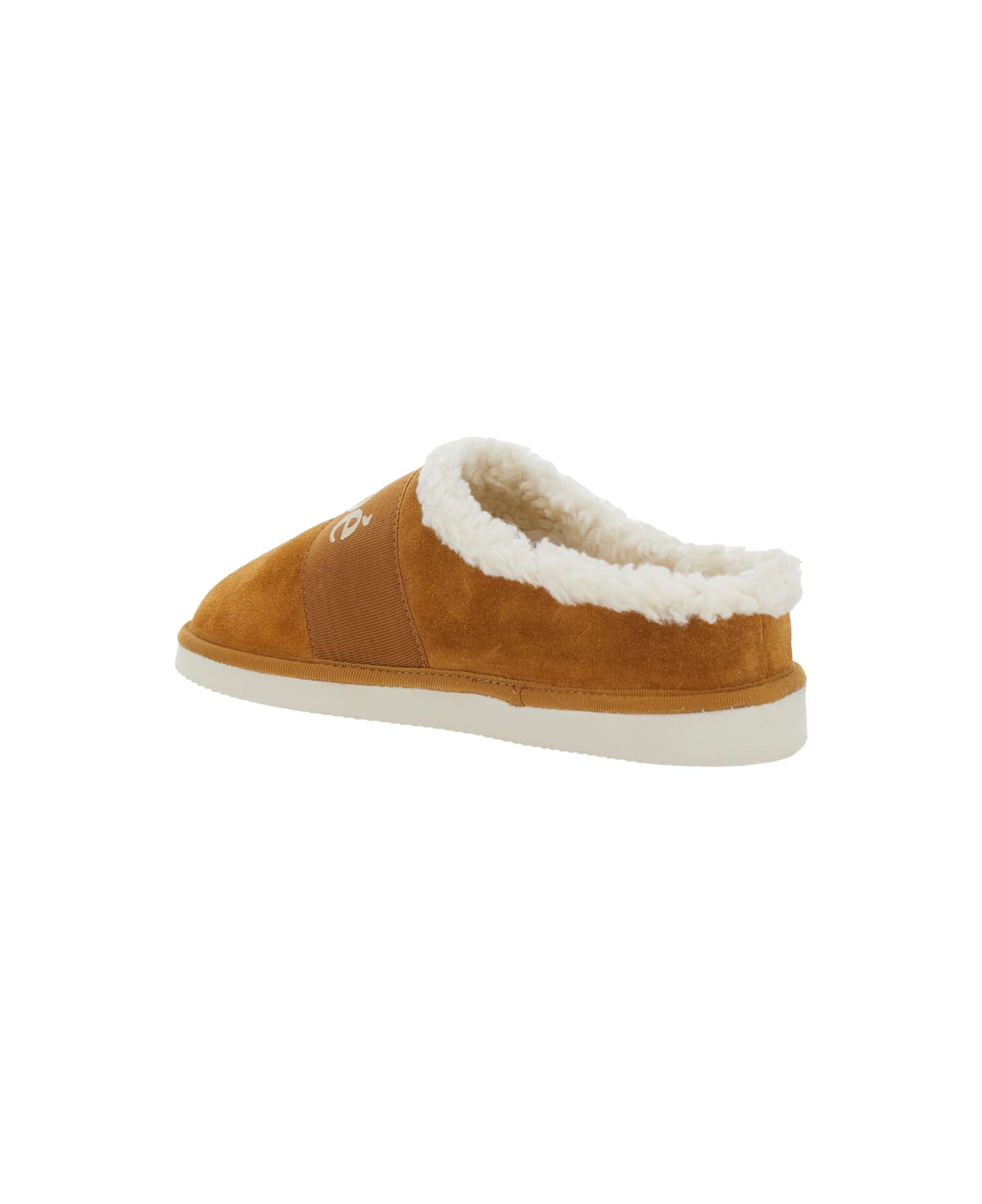 Chloé Beige Slip-on Mule With Logo Lettering In Suede Girl - Beige