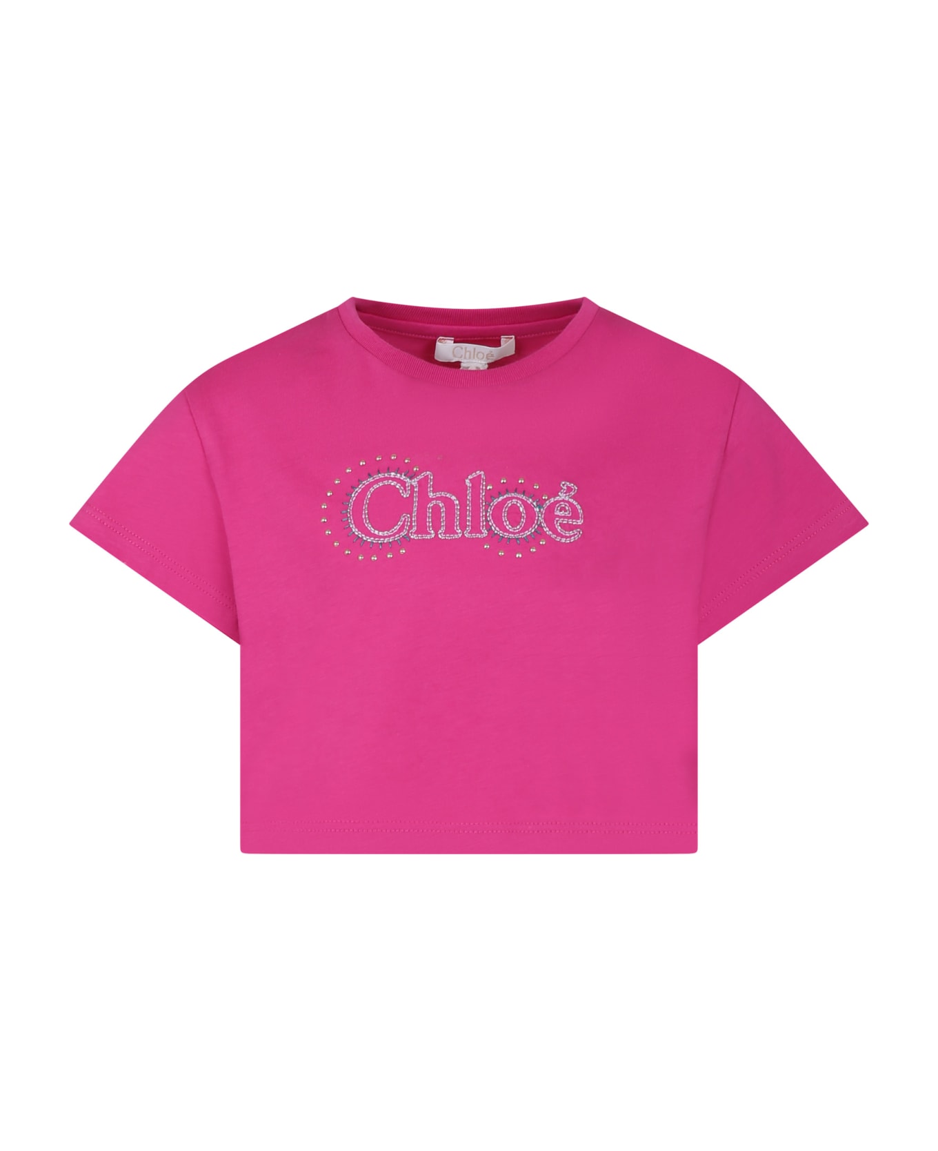 Chloé Fuchsia T-shirt For Girl With Logo - Fuchsia