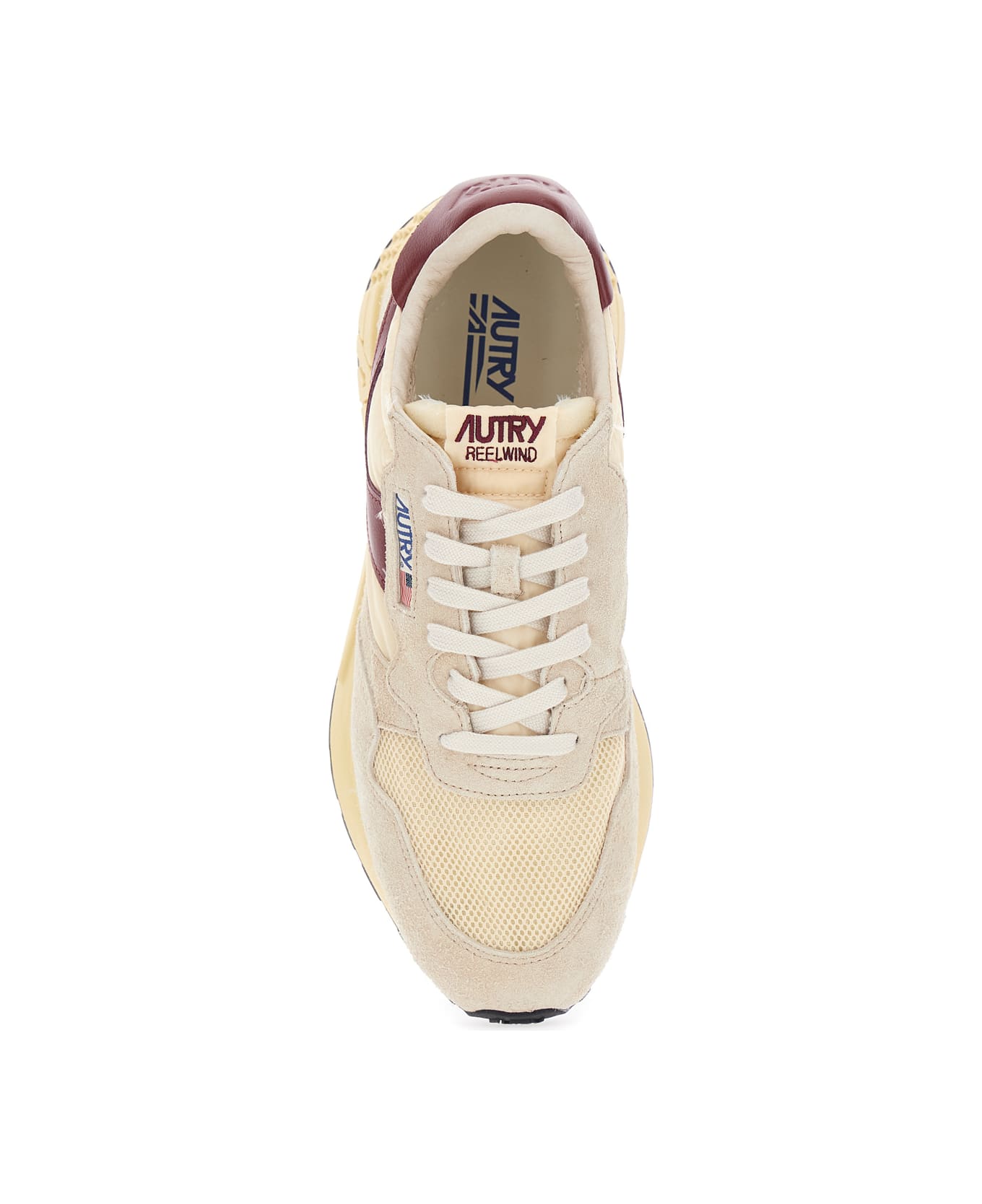 Autry 'reelwind' Beige Low Top Sneakers With Logo Patch Ontongue And Side In Suede Man - Beige
