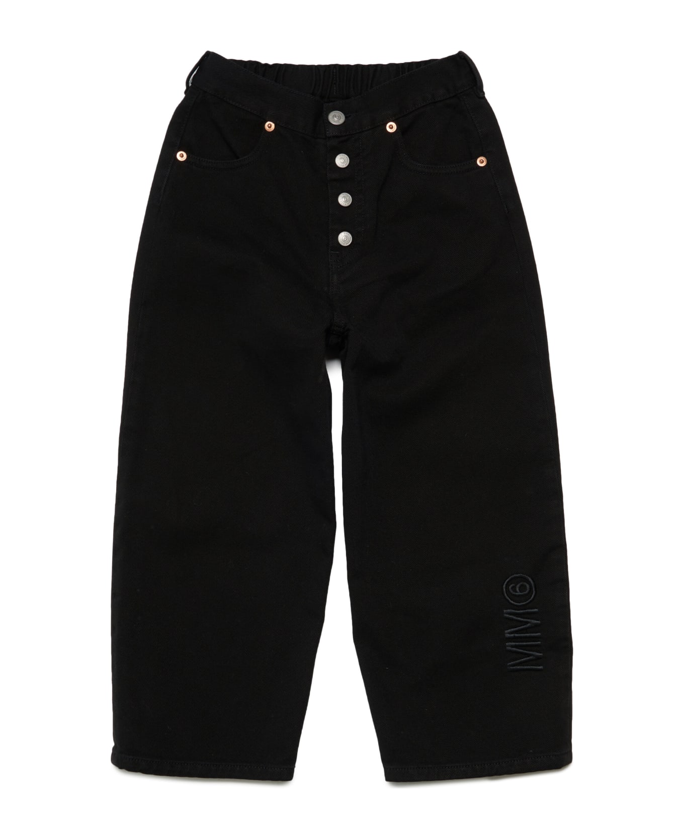 MM6 Maison Margiela Mm6p11au Trousers Maison Margiela Vintage Effect Black Wide Fit Jeans With Logo - Pink