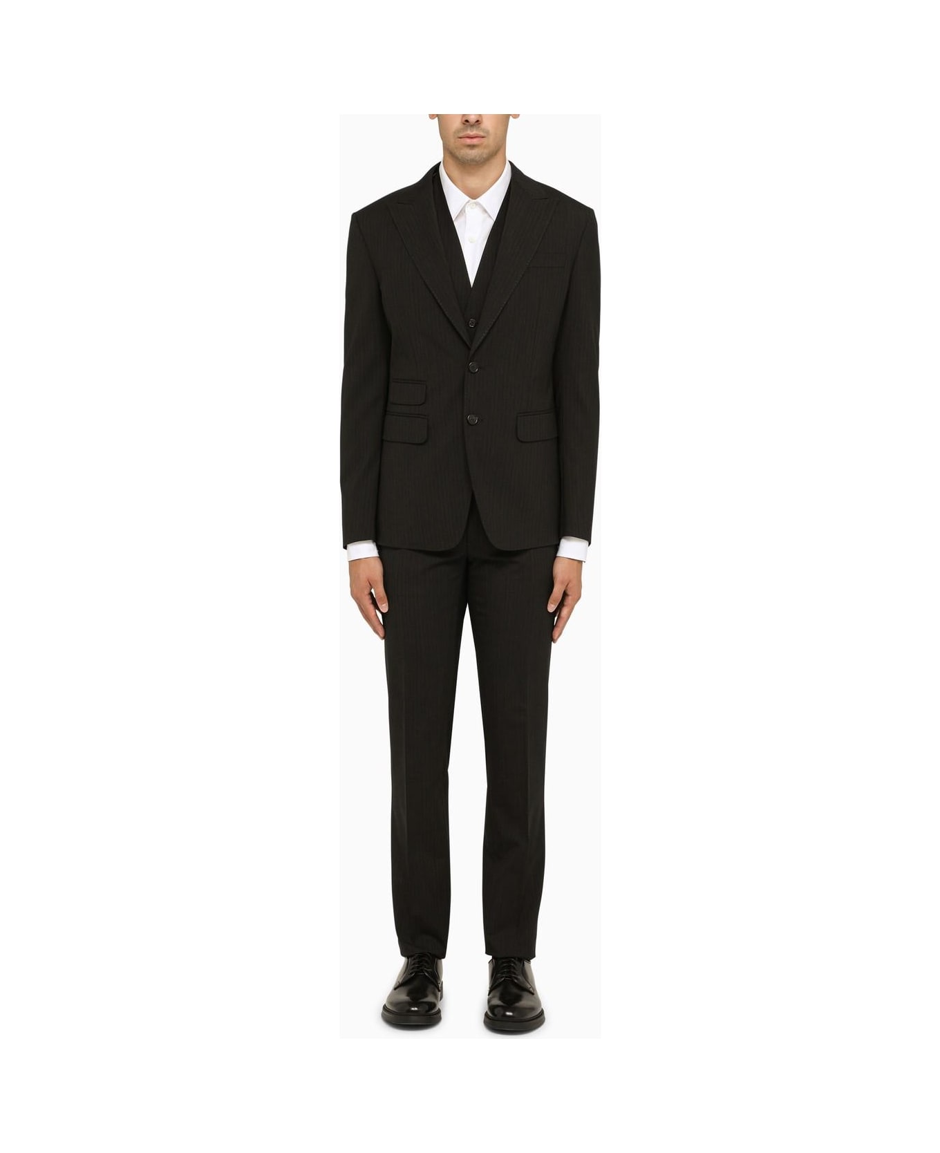 Dsquared2 Single-breasted Pinstripe London Suit - GRIGIO