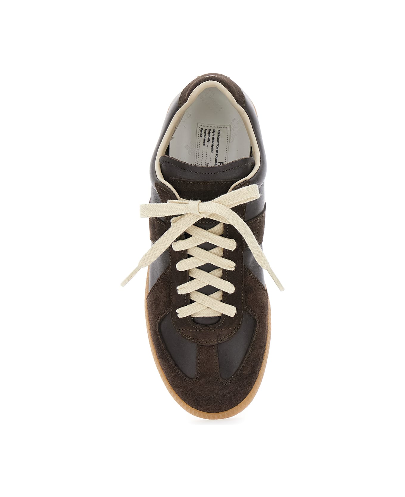 Maison Margiela 
replica
 Brown Low Top Sneakers In Suede And Leather Woman - Brown