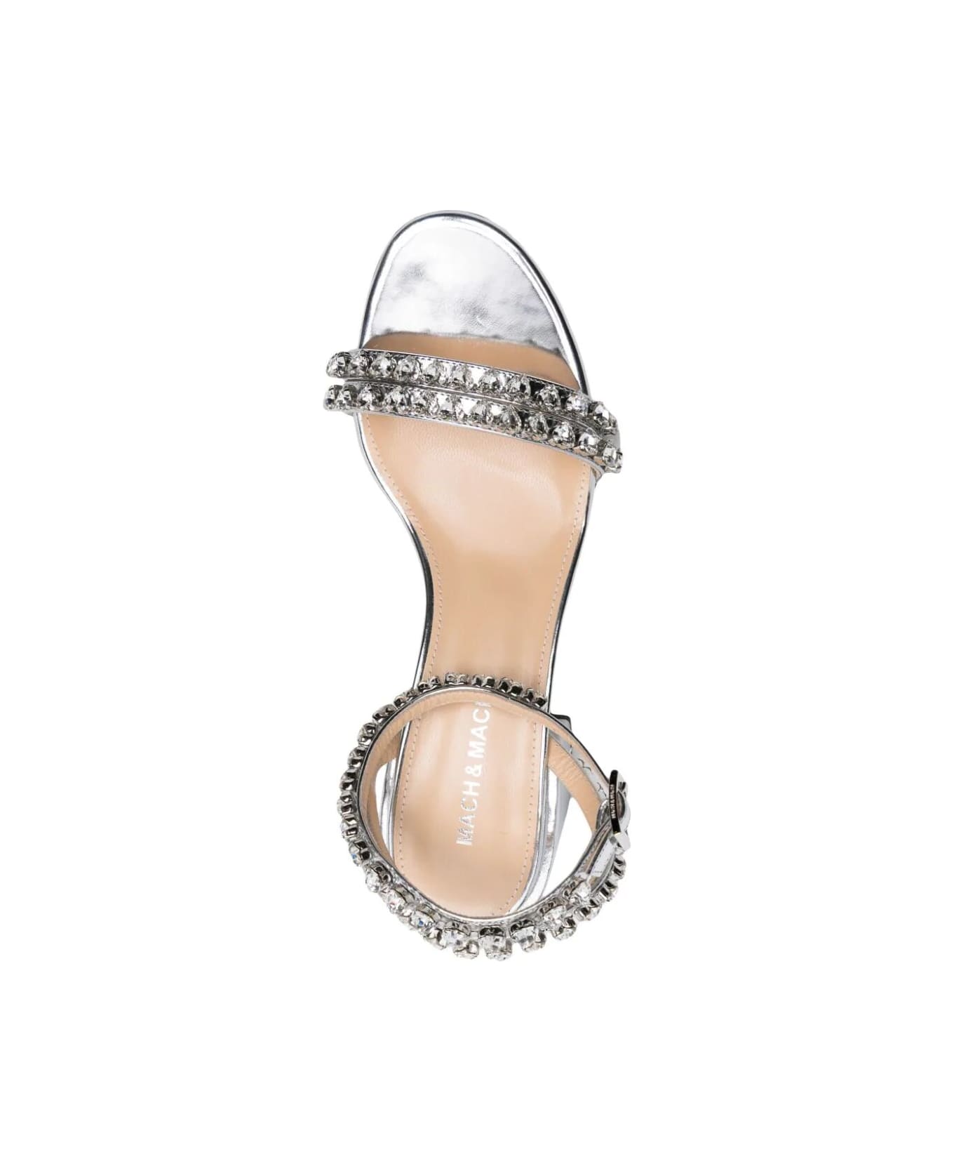 Mach & Mach Audrey Crystal Round Toe Mirror Sandal - Silver