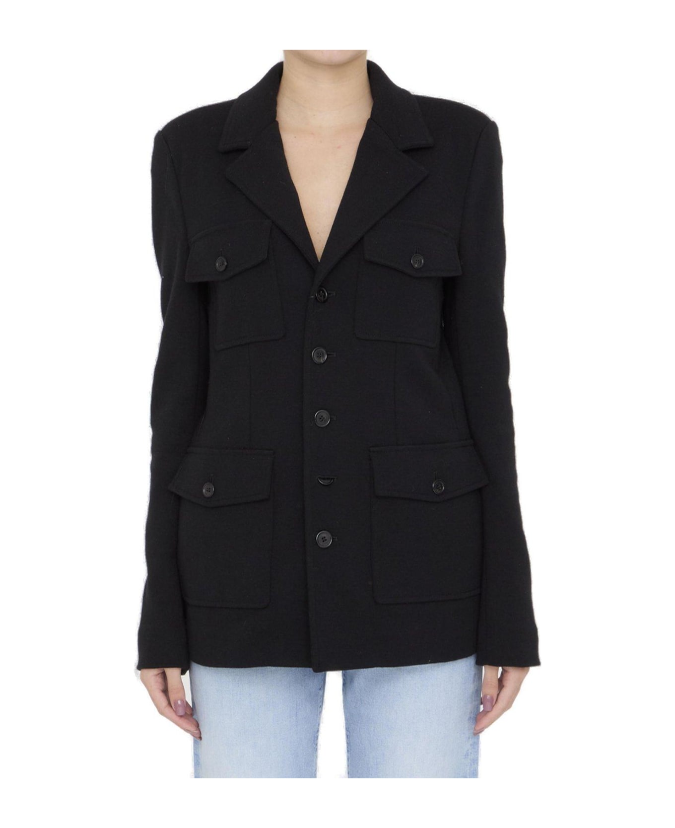 Saint Laurent Saharienne Long-sleeved Jacket - Black