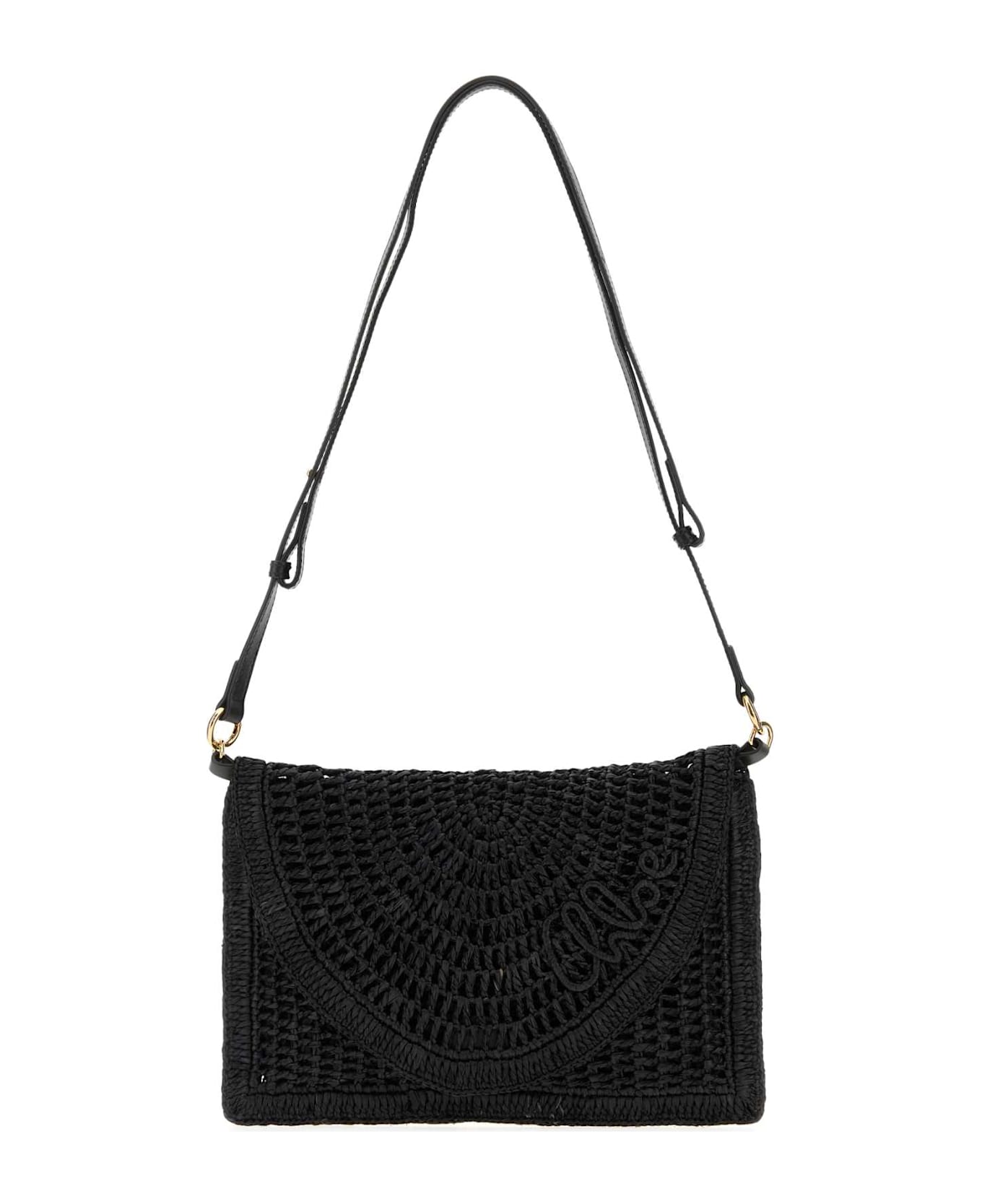 Chloé Black Raffia Summer Banana Crossbody Bag - Black