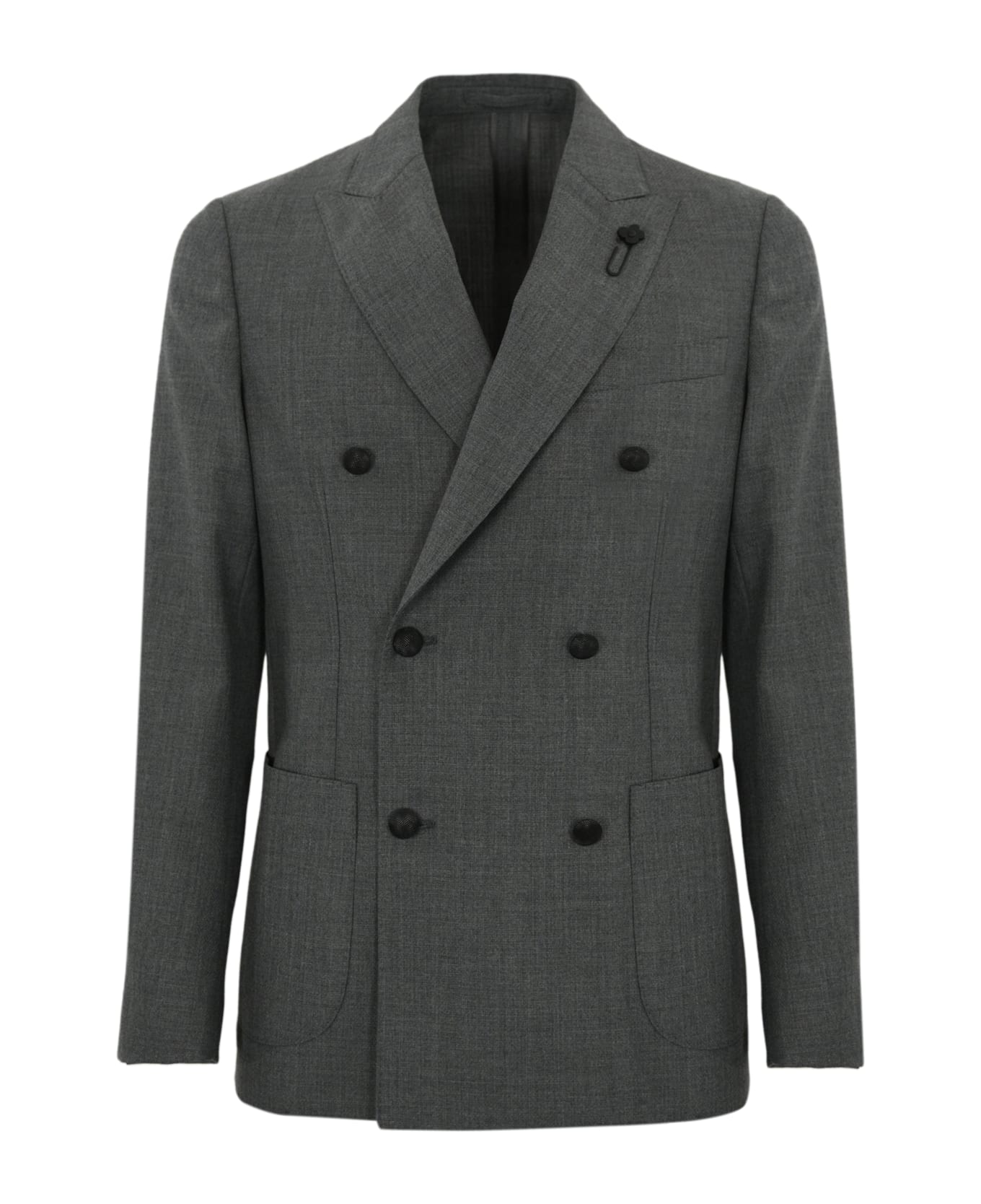 Lardini Roma Double-breasted Jacket In Wool Blend - Grigio
