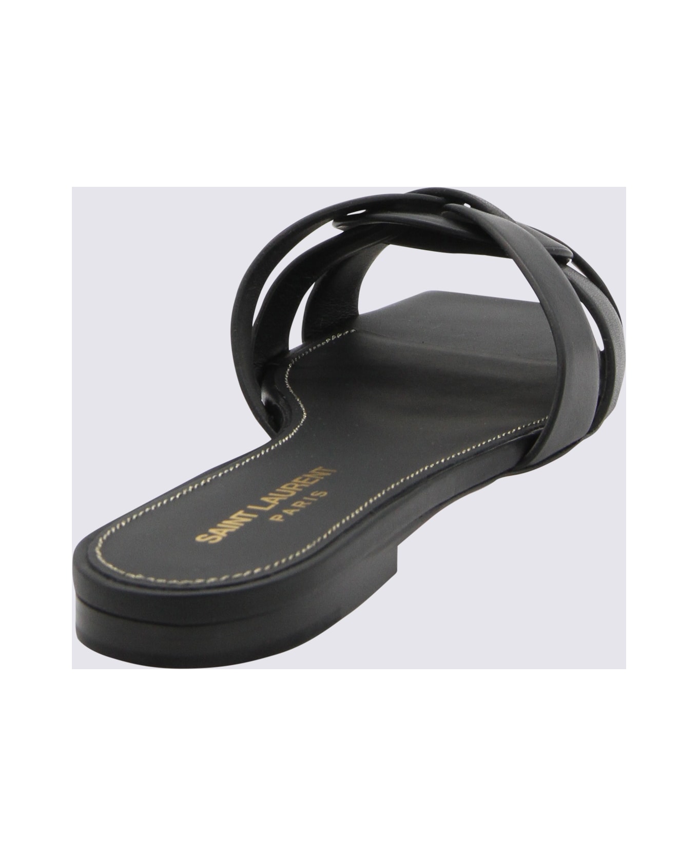 Saint Laurent Black Leather Flats - Black