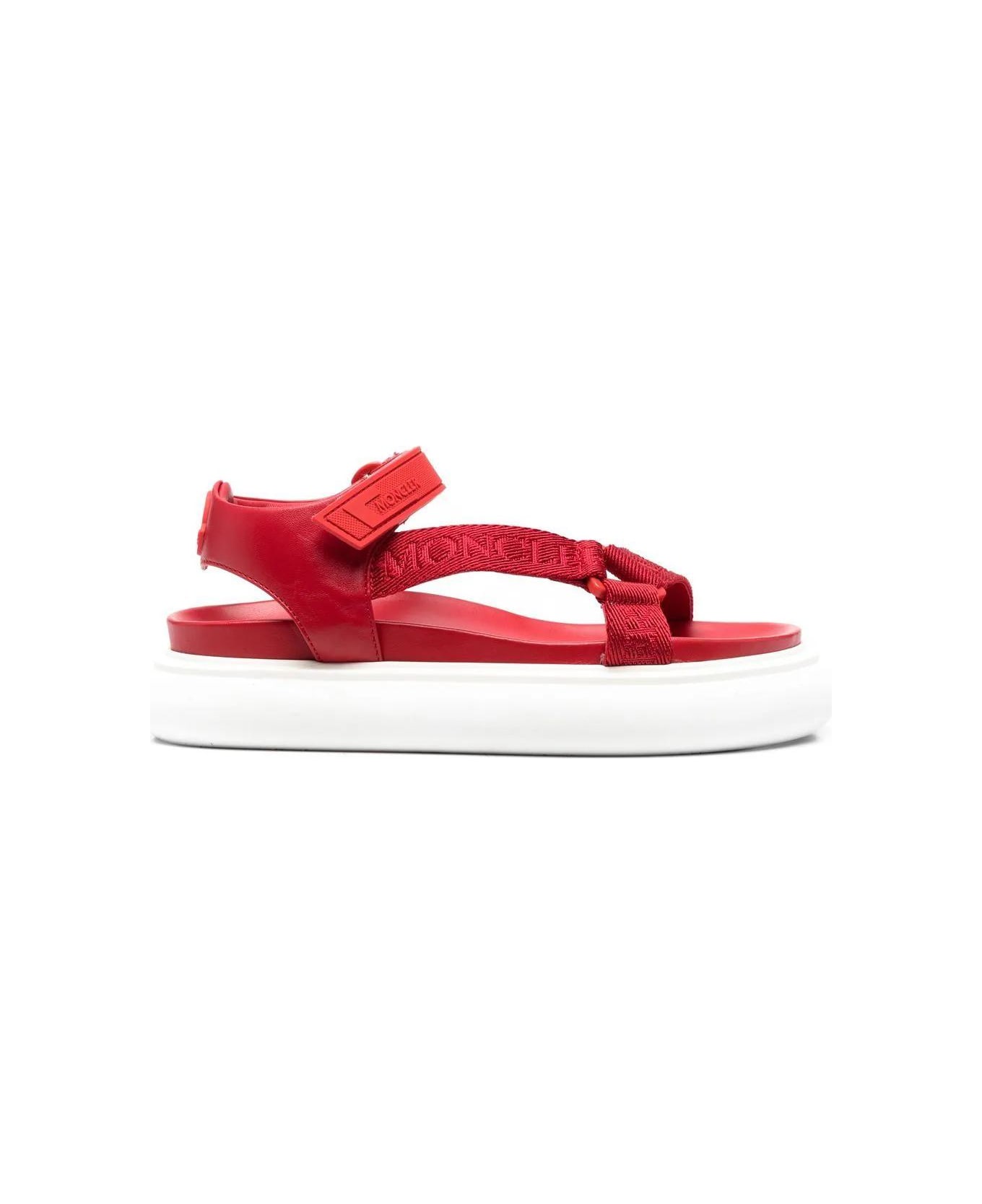 Moncler Multi-strap Flatform Sandal - Red
