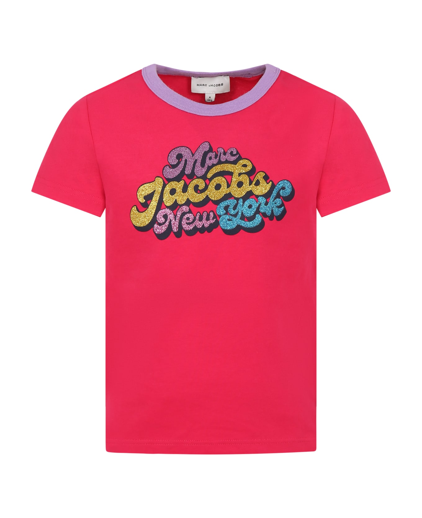 Little Marc Jacobs Fuchsia T-shirt For Girl With Logo - Fucsia