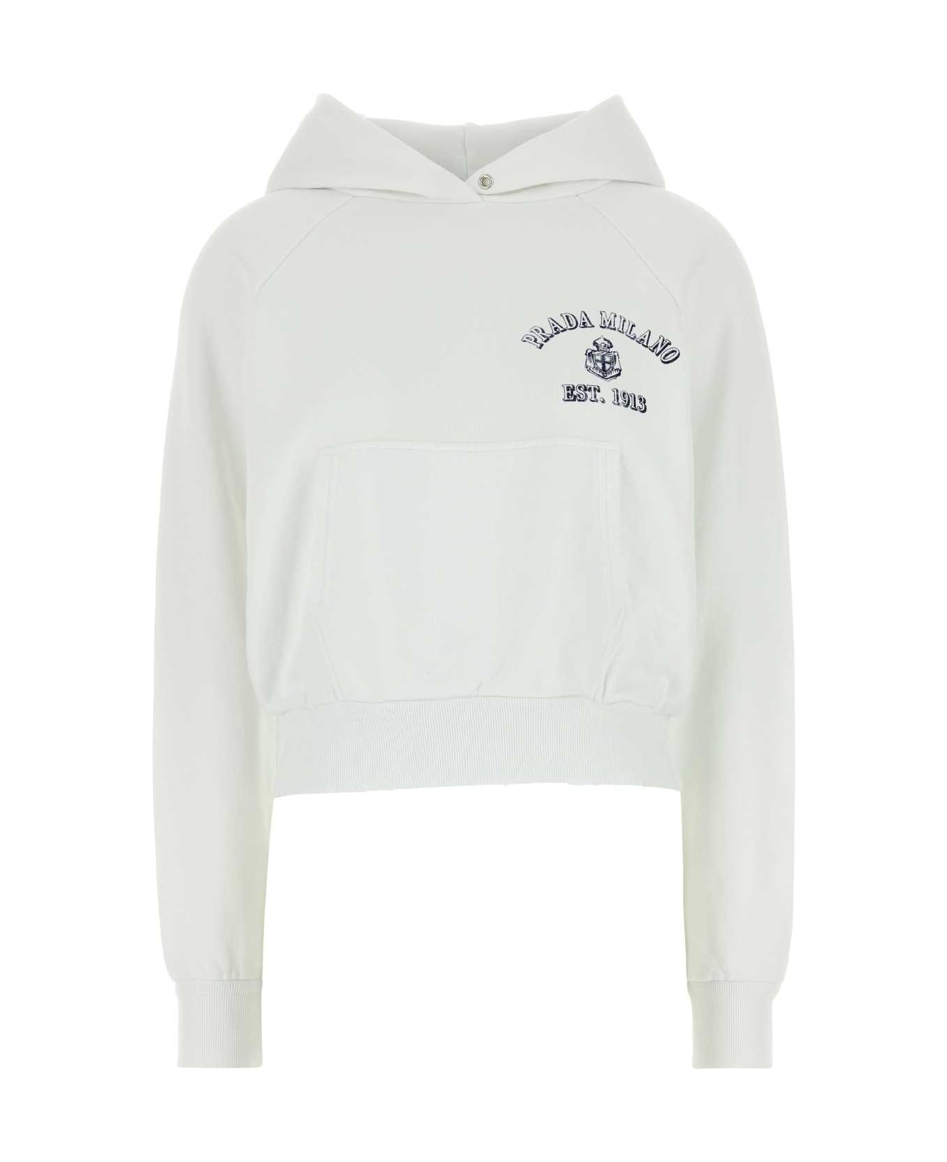 Prada White Cotton Sweatshirt - BIANCO