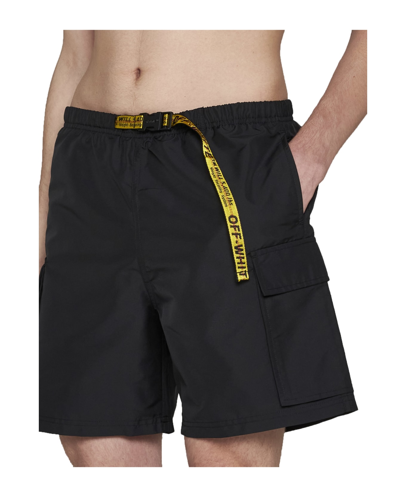 Off-White Industrial Cargo Swim Shorts - Black yellow