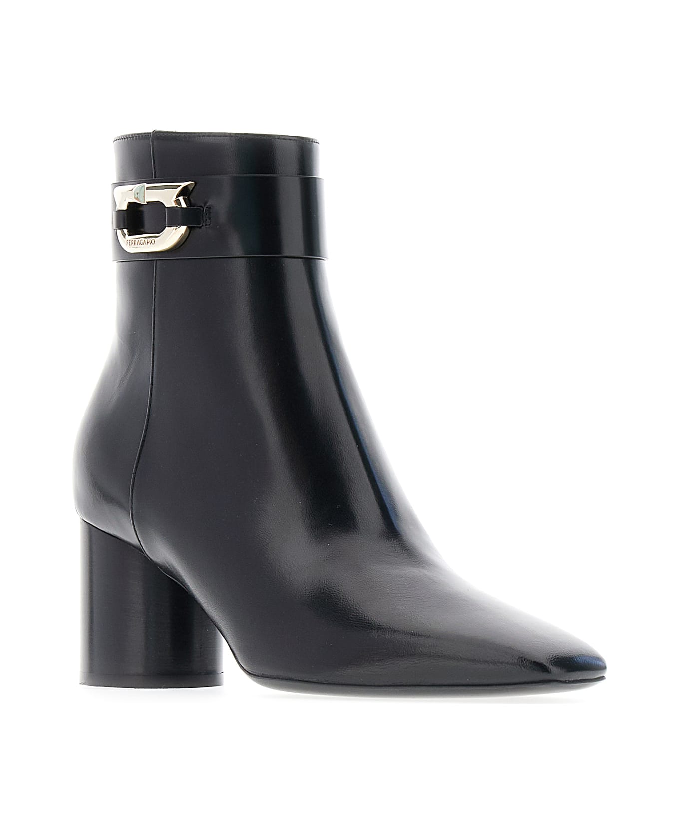 Ferragamo Black Nappa Leather Ankle Boots - 001