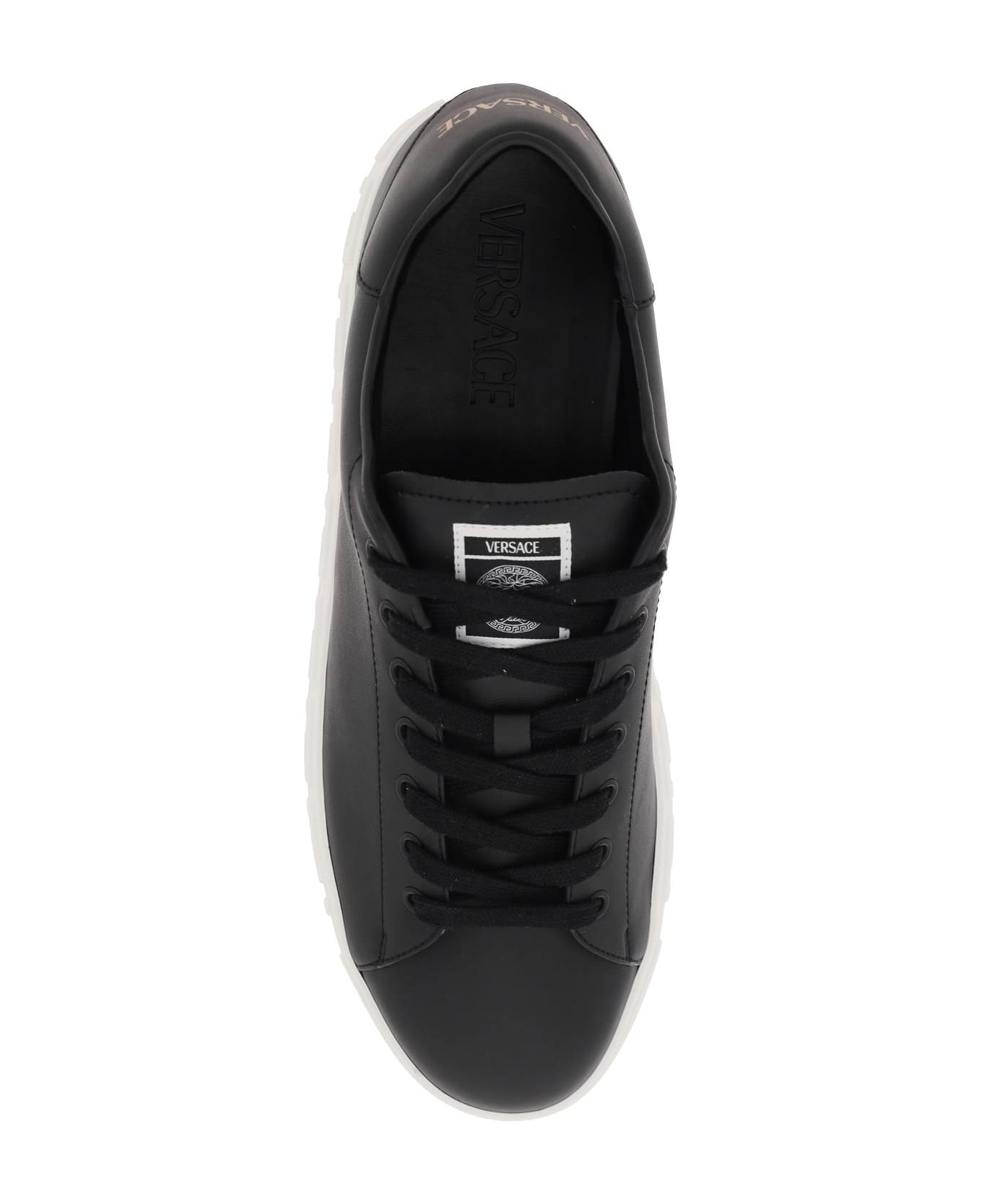 Versace Black Leather Sneakers - Black