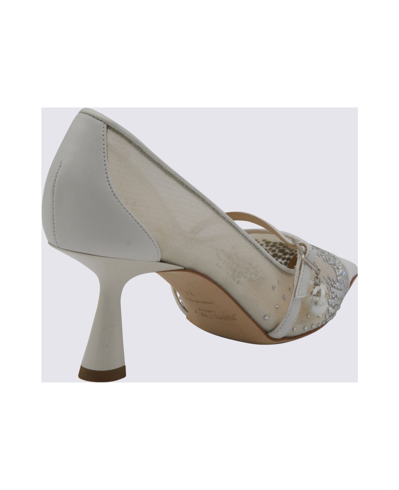 Jimmy Choo White Aren Pumps - WHITE/CRYSTAL