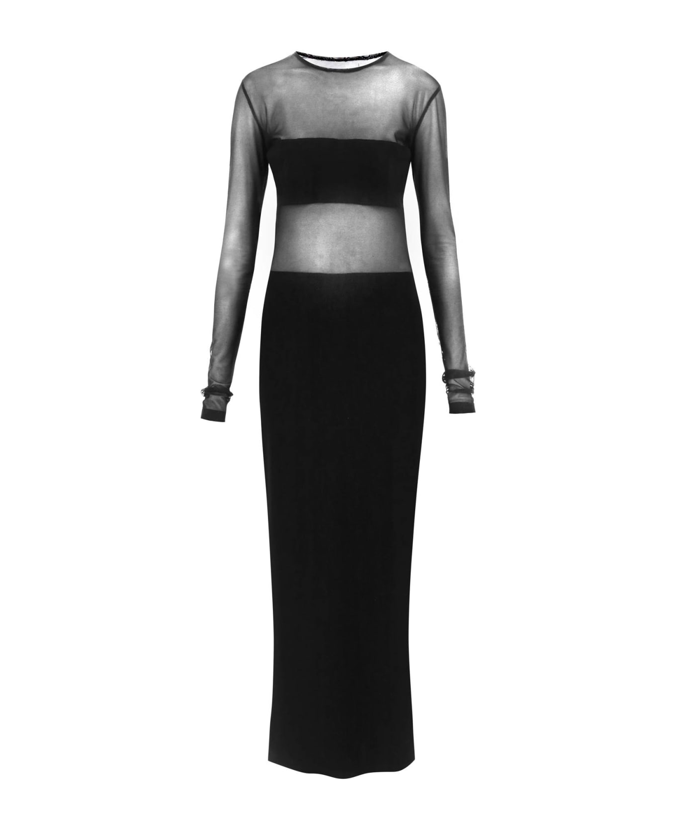 Norma Kamali Dash Dash Maxi Dress - BLACK BLACK MESH (Black)