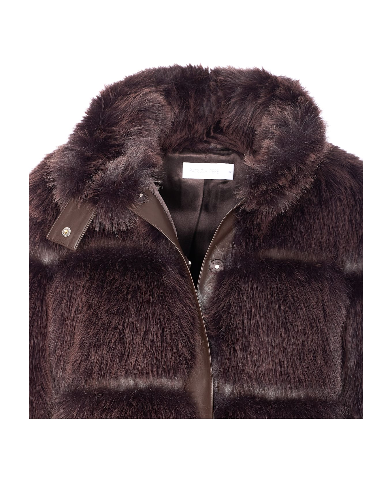 Patrizia Pepe Faux Fur Jacket - Brown