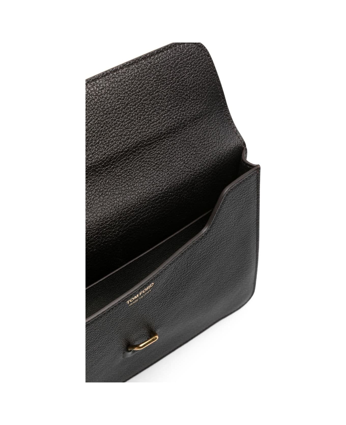 Tom Ford Shiny Grain Goat Monarch Portfolio - Dark Brown