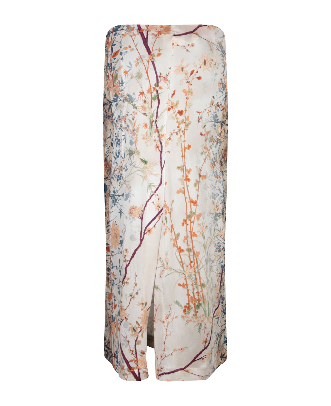 Pierre-Louis Mascia Febos Floral Beige Silk Midi Skirt - Beige