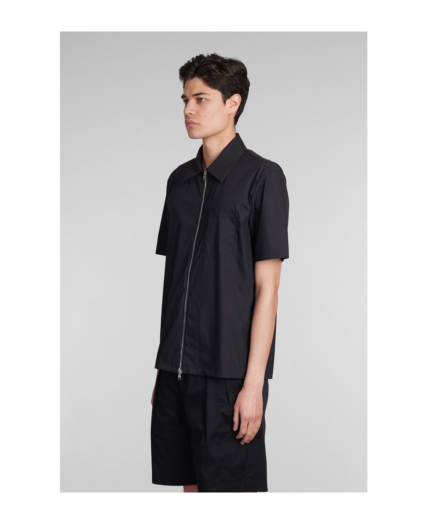 Low Brand Shirt Zip S143 Shirt In Black Cotton - black