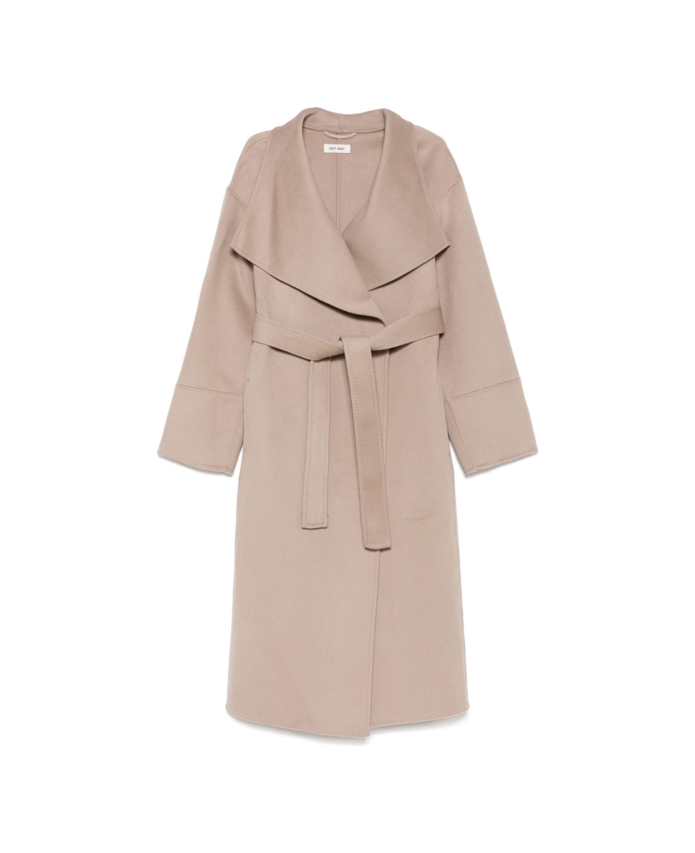 Goat Cashmere Belted Coat - Beige