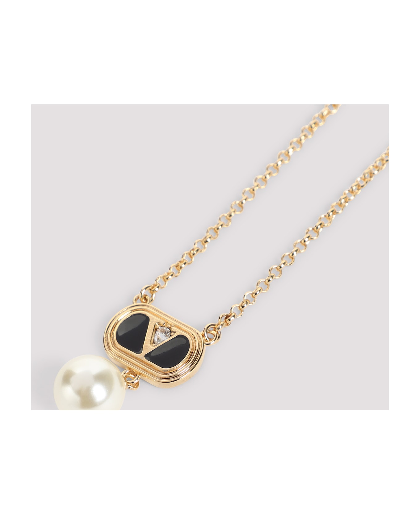 Valentino Garavani Pendant Necklace - Oro/nero/crystal/cream