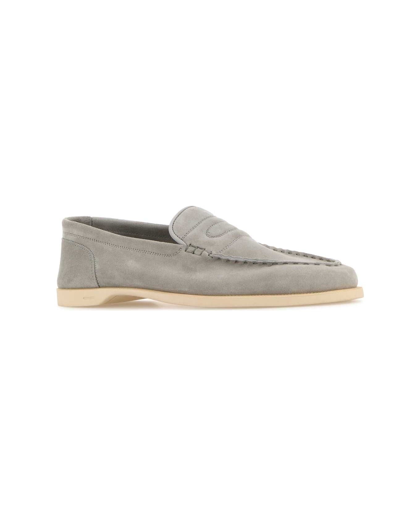John Lobb Light Grey Suede Pace Loafers - MIST