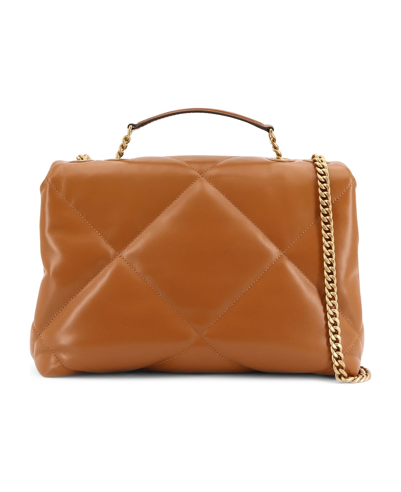 Tory Burch Kira Metelassé Leather Shoulder Bag - CLASSIC CHESTNUT