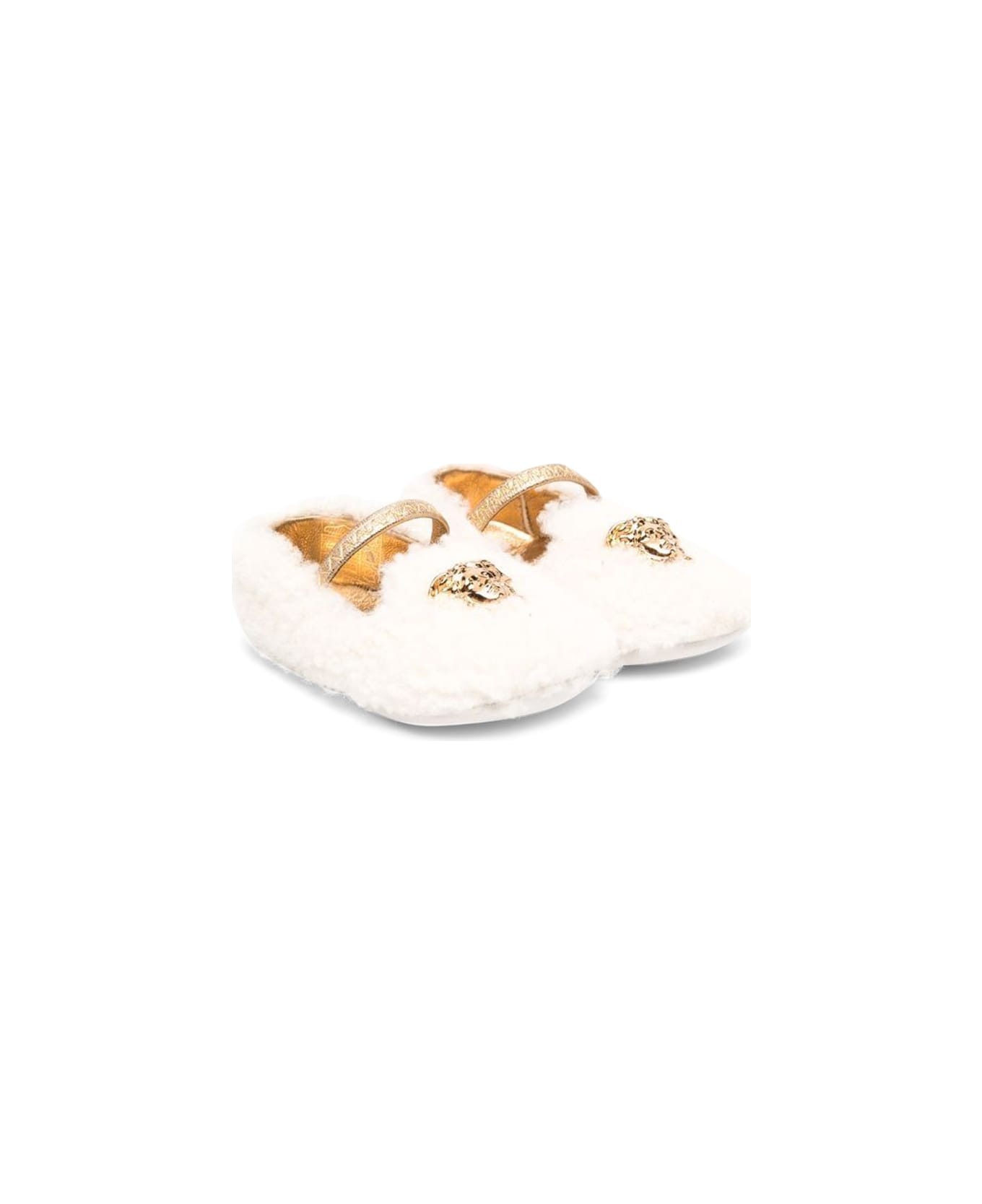 Versace Ballerine Medusa In Shearling - WHITE