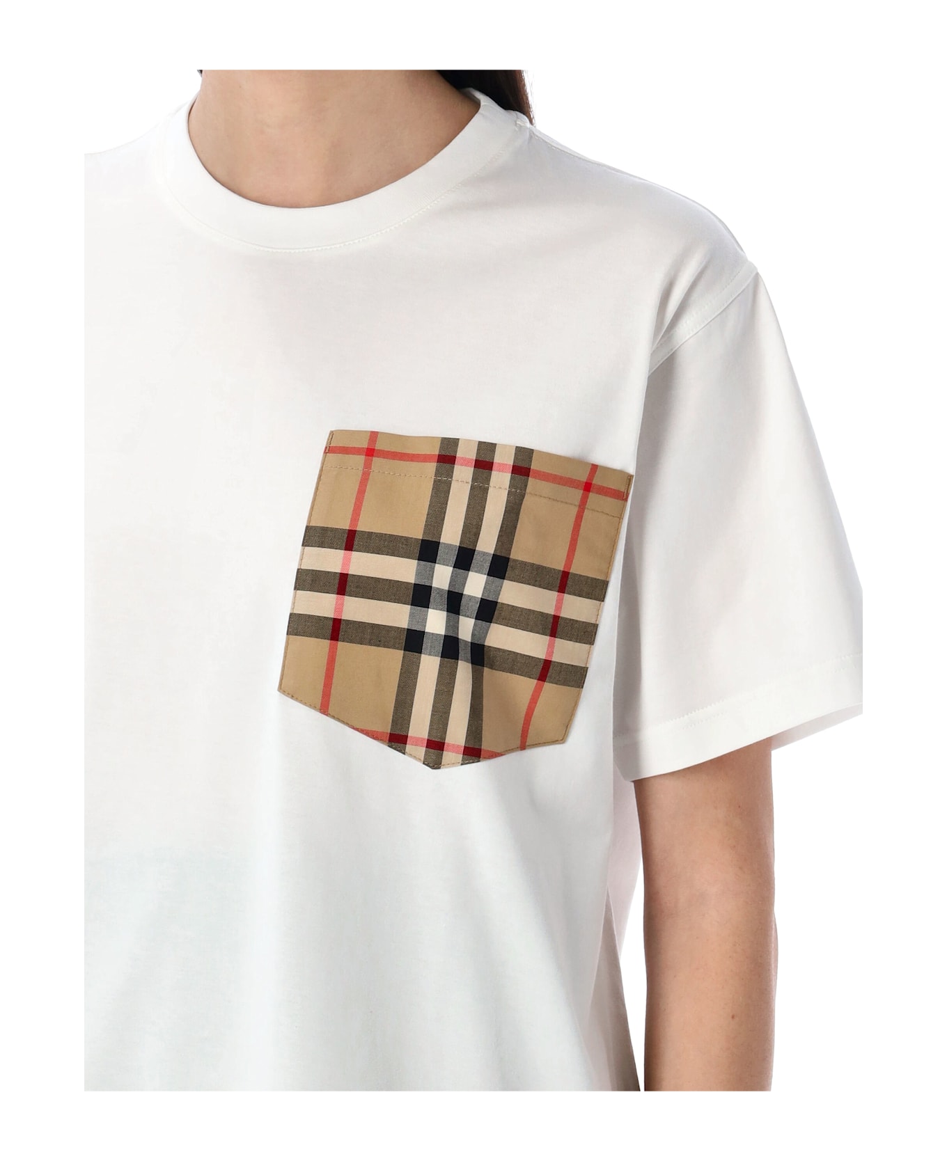 Burberry London Check Pocket Cotton T-shirt - WHITE