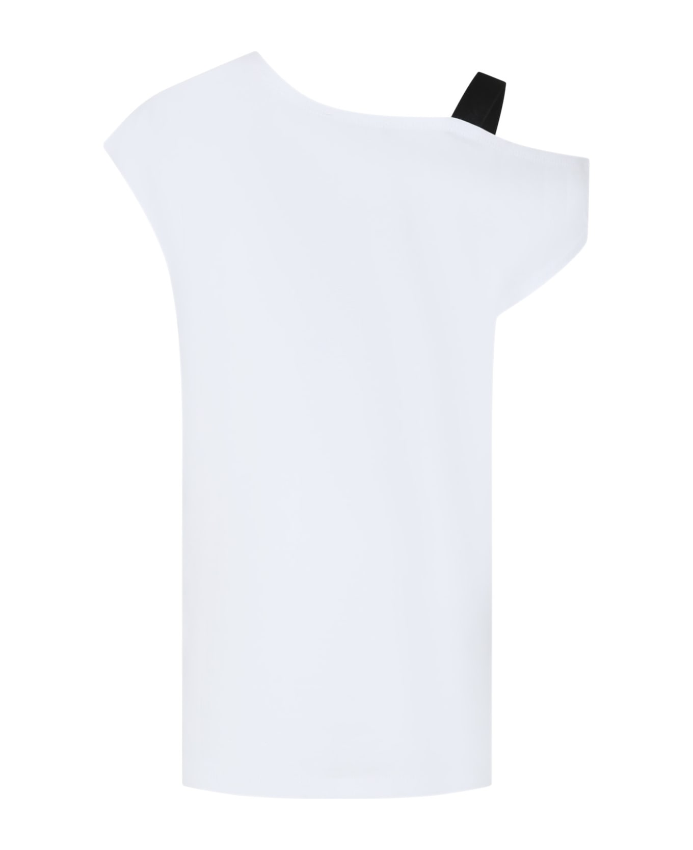 DKNY White Casual Dress For Girl With Logo - White