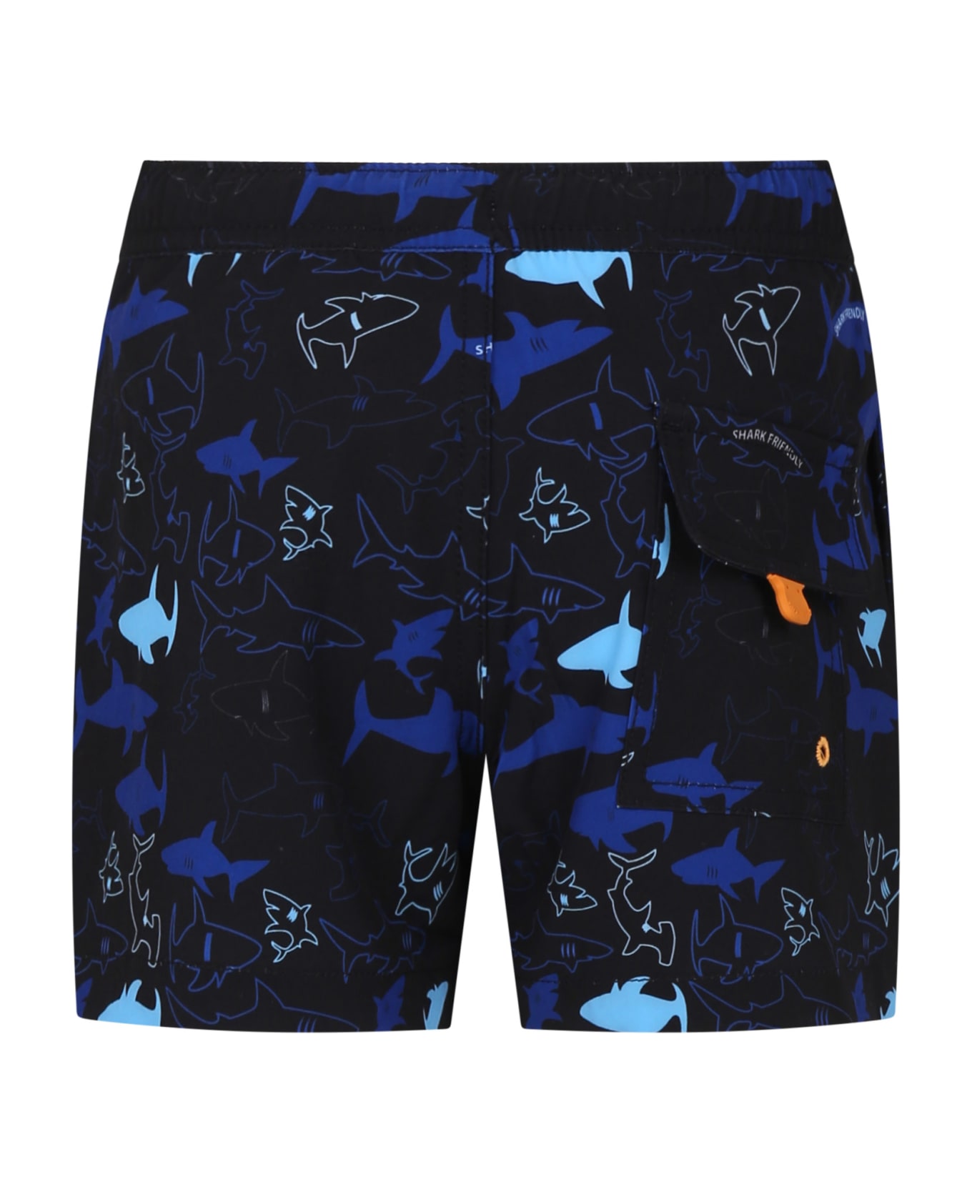 Save the Duck Black Swim Shorts For Boy With Shark Print - Black
