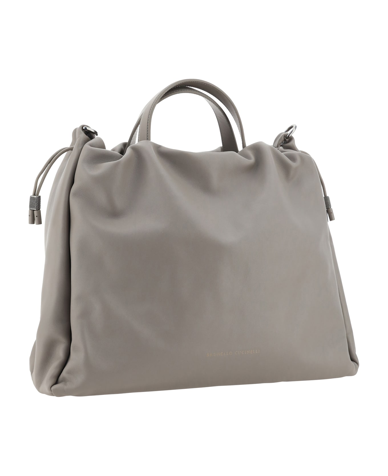 Brunello Cucinelli Monili Chain Detailed Drawstring Tote Bag - Pietra Serena