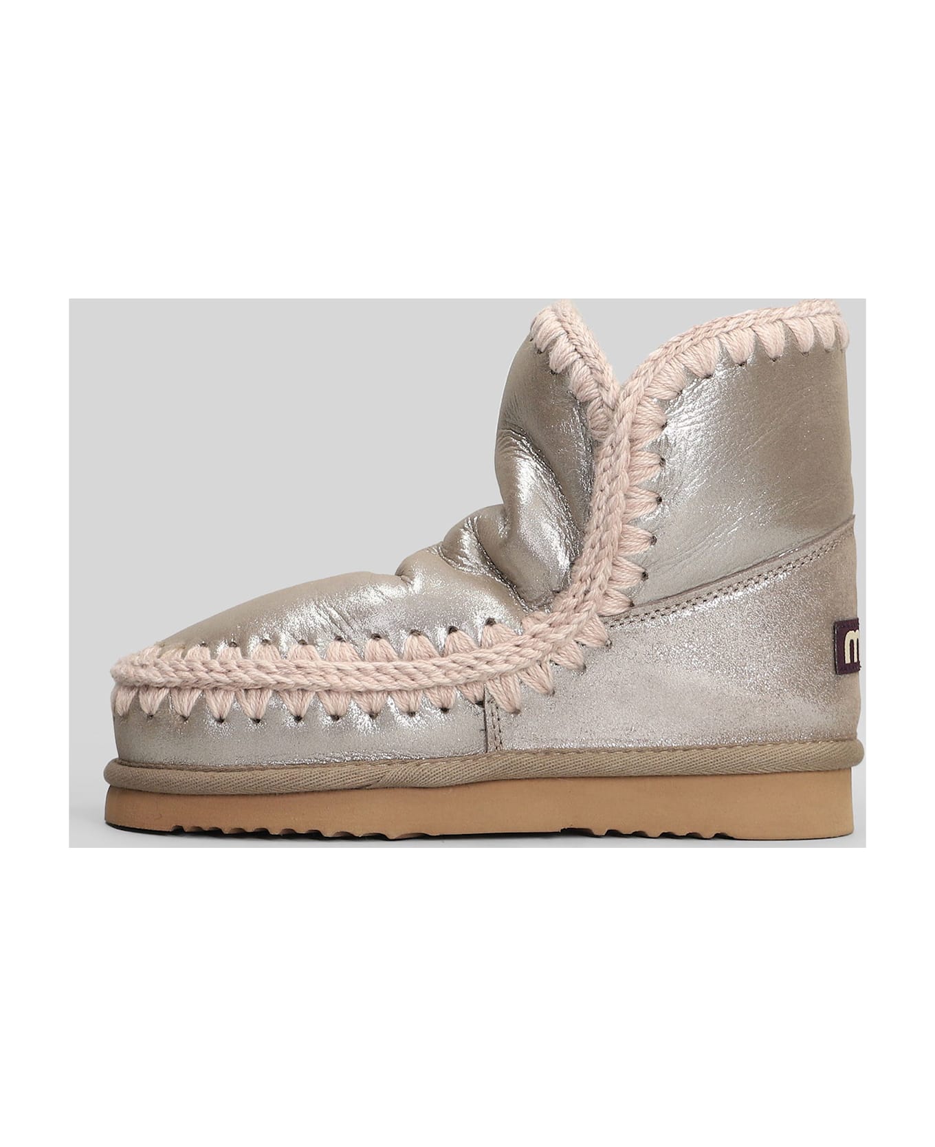 Mou Eskimo 18 Low Heels Ankle Boots In Grey Leather - grey